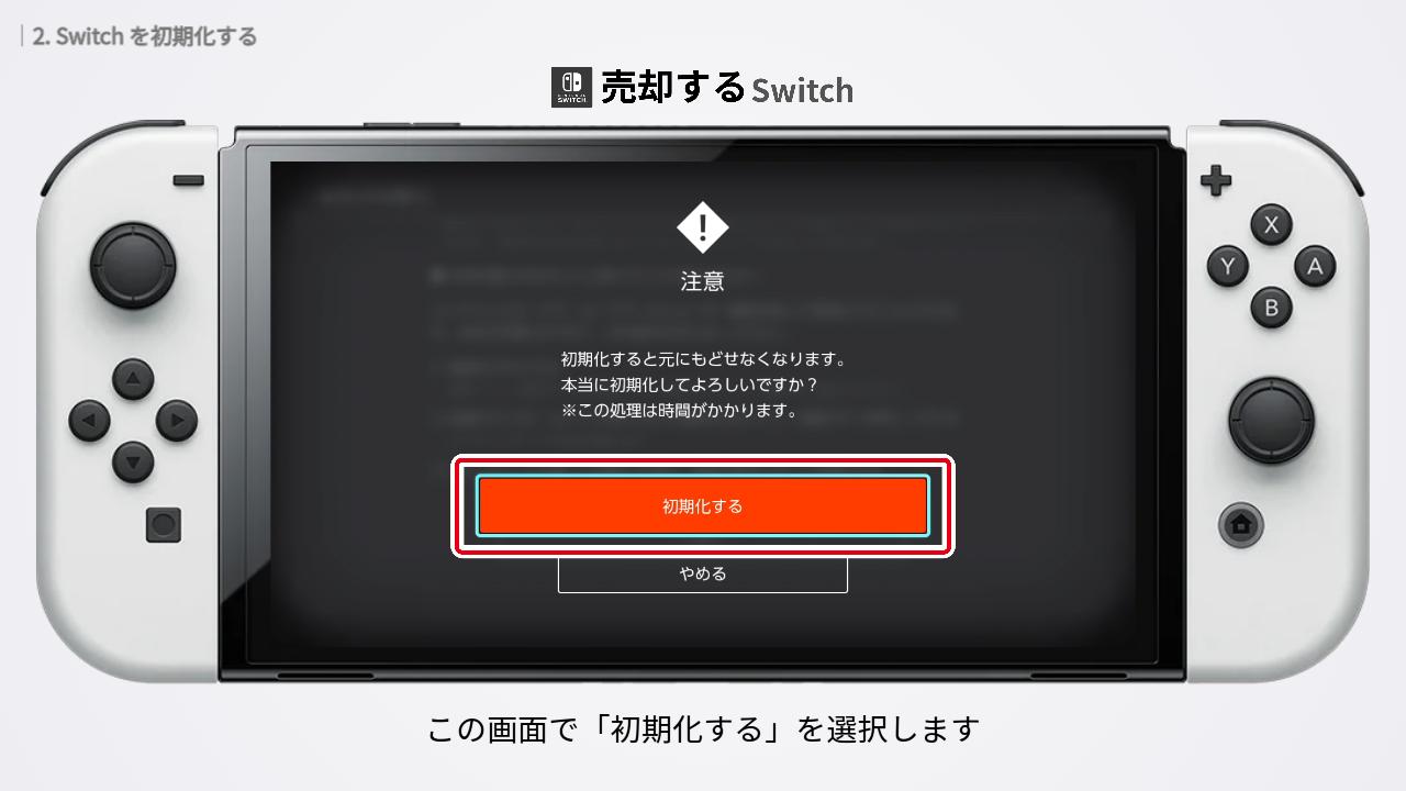 初期化の実行画面