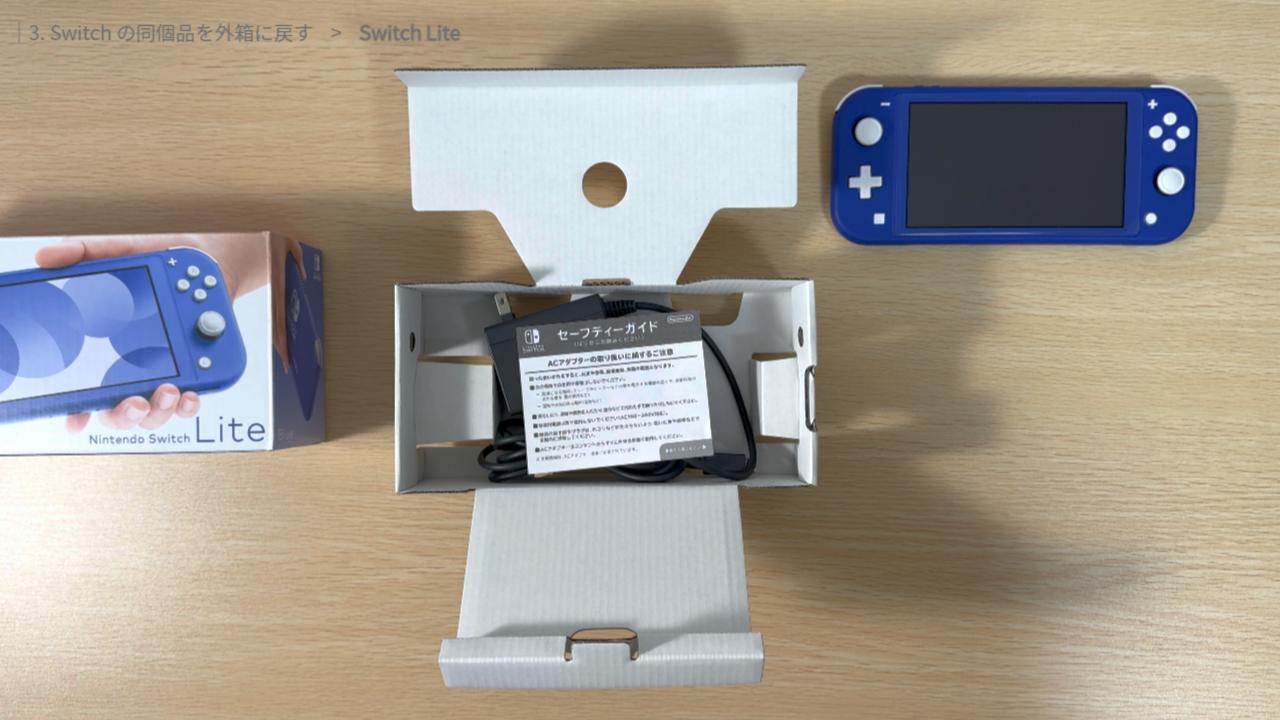 セーフティーガイドを AC アダプターの上に置く