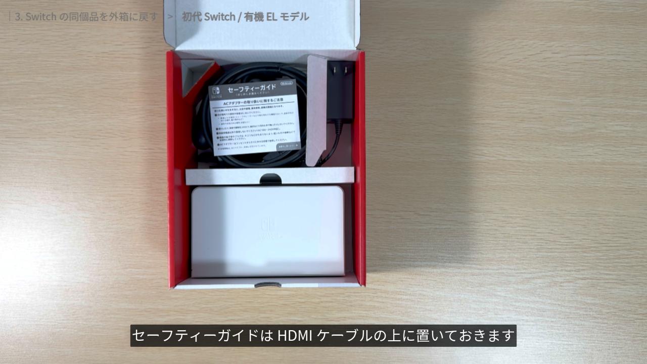 セーフティーガイドをHDMI ケーブルの上に置く