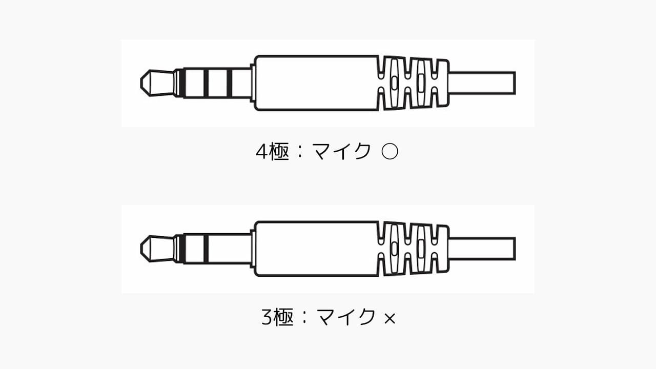3極音声ケーブルと4極音声ケーブル