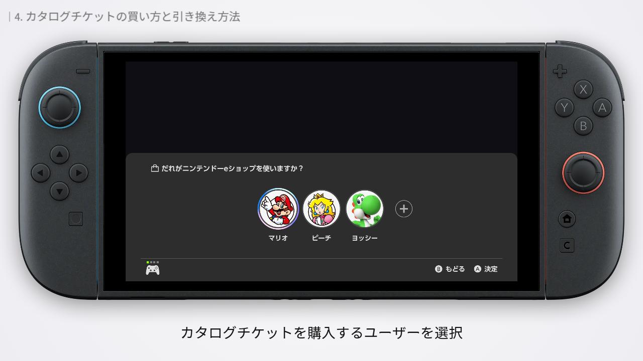 カタログチケットを購入するユーザーを選択