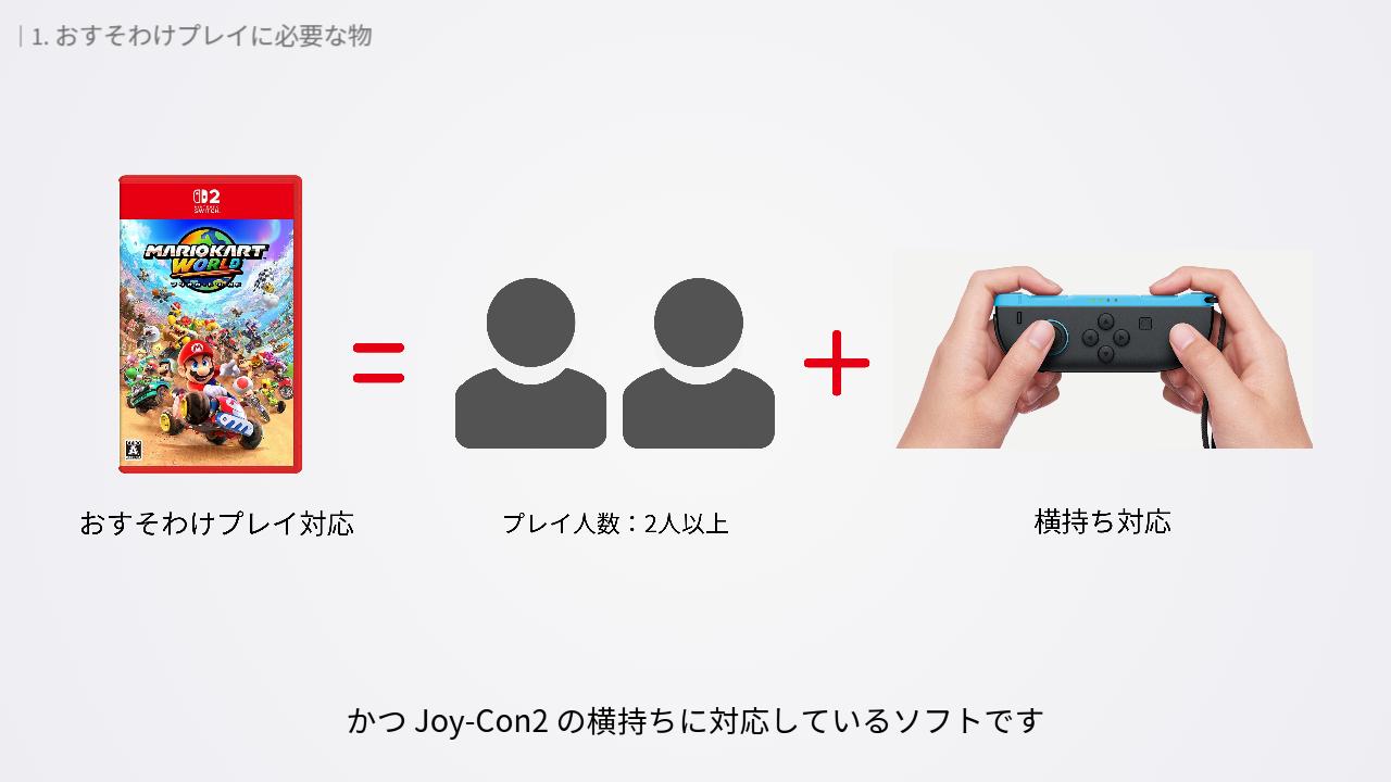Switch2のおすそわけプレイはおすそわけプレイ対応ソフトが必要
