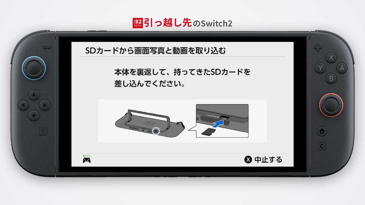 SDカードの差し込み方の案内画面