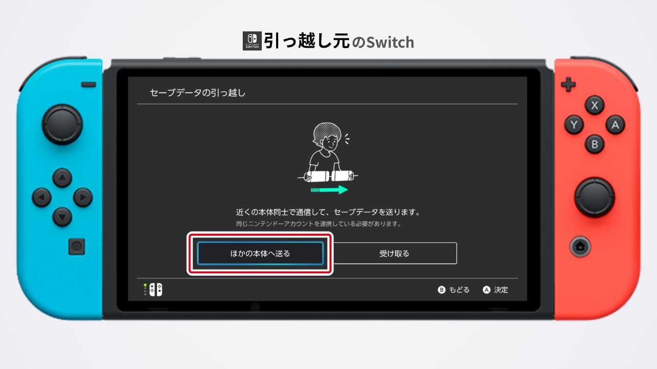 本体設定のセーブデータの引っ越し画面