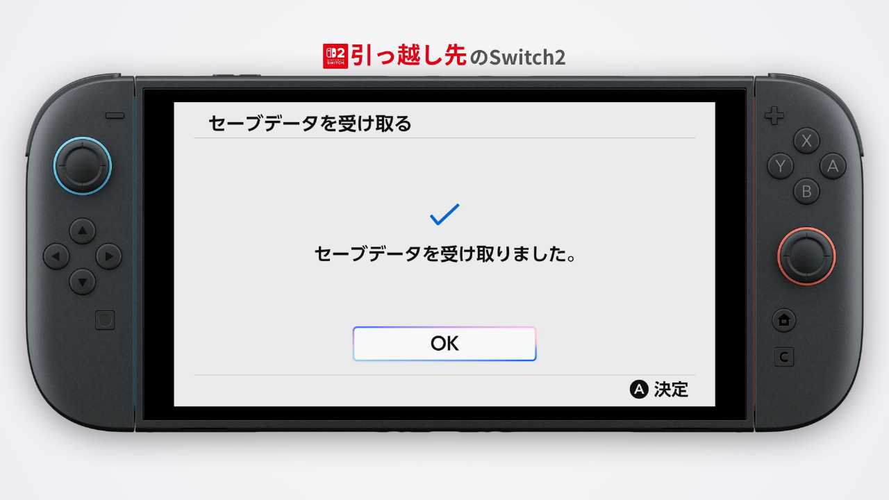 セーブデータの受け取り完了画面
