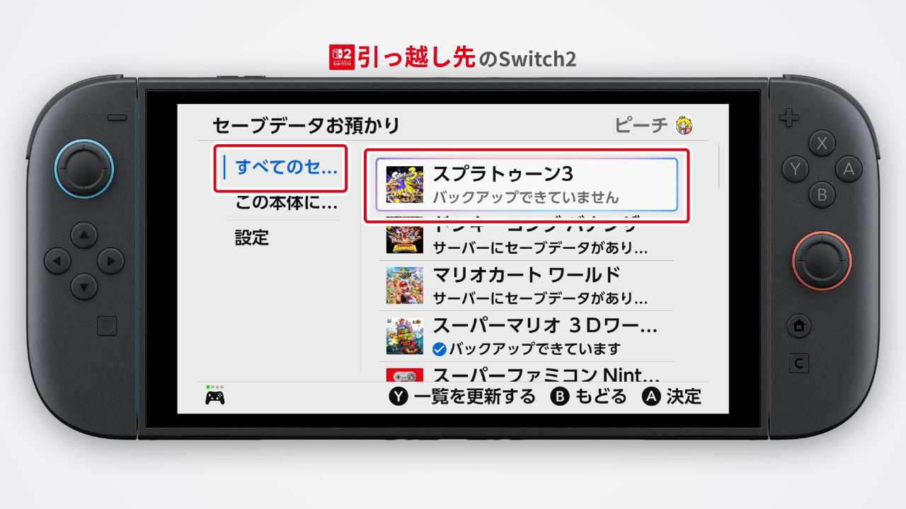 バックアップ状況の確認画面