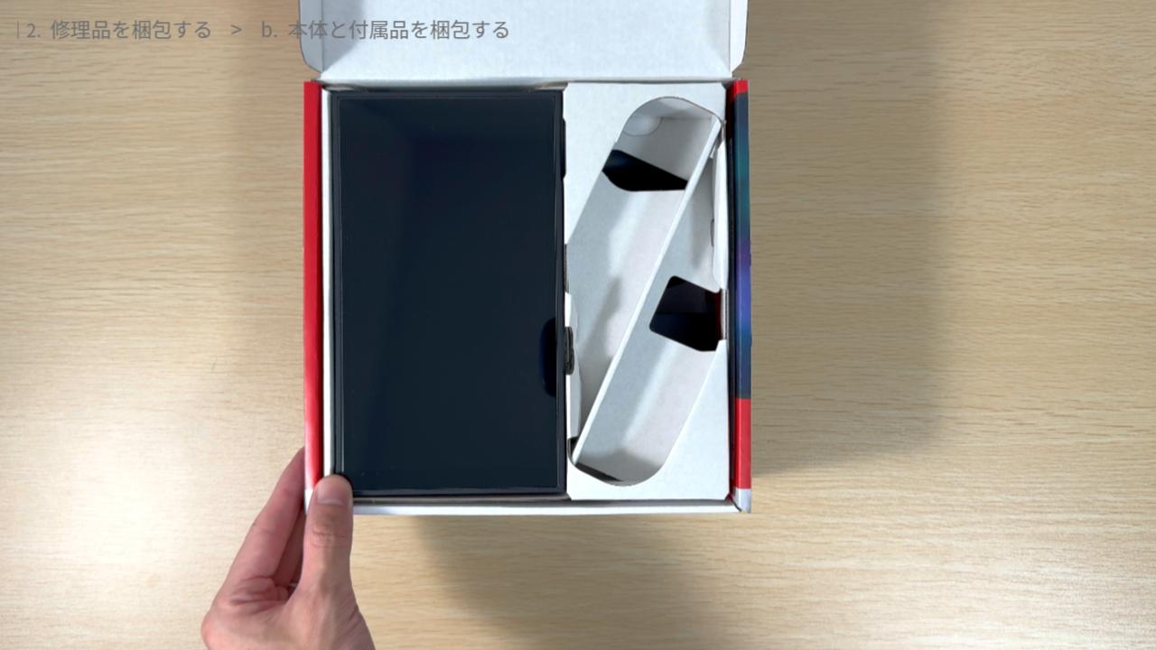 本体と付属品を梱包する