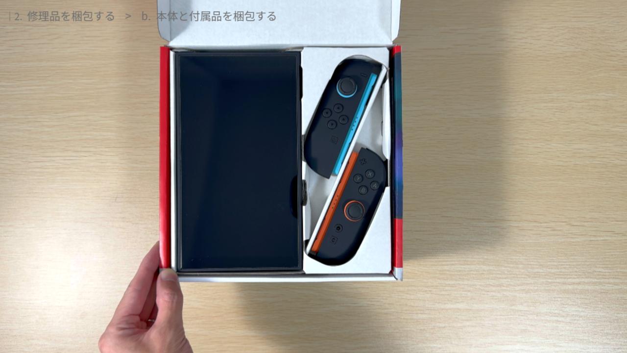 本体と付属品を梱包する